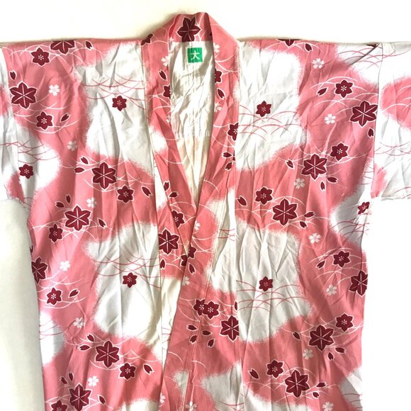 Vintage Pink White Floral Kimono Japan - Picture 3 of 7